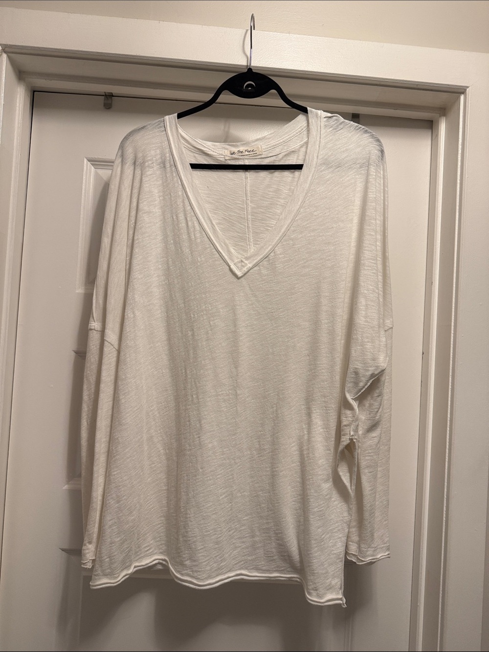 We the Free Lightweight V-Neck Long Sleeve Shirt - White